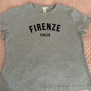 H&M Gray Short Sleeve Tee with Black Print